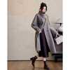 Demana Kochi Lady Winter Sheep Wool Diagonal Striped Double-sided Woolen Coat Stand Collar Long Women's Woolen Jacket