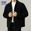 ROMON jacket men's autumn and winter trendy casual loose lapel jacket men's versatile clothes men's black XL