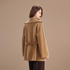 Qianbainian Sheep Wool & Cashmere Double-sided Wool Mid-Length Coat Women's Autumn and Winter High-Quality Lapel Waist Coat Camel L