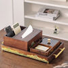 Walnut color solid wood living room tissue box home remote control storage new Chinese coffee table creative paper box fruit plate