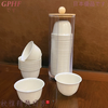 GPHF Japanese disposable tea cup rice husk outdoor tea making for guests portable hot water resistant cup small rice fragrant cup tea set dustproof rack style 10 pack Kung Fu cup 480*60ml 1 piece