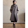 Demana Kochi Lady Winter Sheep Wool Diagonal Striped Double-sided Woolen Coat Stand Collar Long Women's Woolen Jacket