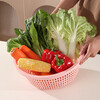 Bowl basket drain basket kitchen thickened extra large vegetable basket vegetable basket fruit basin plastic round fruit basket pink medium size 1 pack