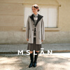 MSLAN winter light wool retro large-profile wool coat 25 winter shell embroidered hooded reversible woolen thick coat dark gray XS