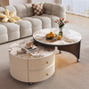 Orange cream style slate tea house for small apartment creative light luxury simple living room movable small round table coffee table