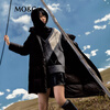 MO&Co. Down Jacket 90 velvet fluorine-free waterproof surface layer detachable hood head and neck integrated protection mid-length high fluffy light outdoor black S /160