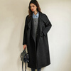 Olrain women's winter mid-length double-sided woolen coat commuting slim woolen coat floral gray S