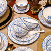 Hongxi Shengshi Jingdezhen enamel color tableware complete set of high-end blue and white porcelain dishes set bowls and plates for home gift housewarming enamel color blue and white ~ 80 pieces for 10 people