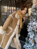 Light luxury high-quality fox fur all-in-one coat for women winter new velvet thickened eco-friendly fur coat khaki long S size 90-130 catties