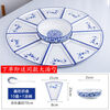 Kamanpai set Internet celebrity set Reunion platter tableware combination fan-shaped ceramic round table New Year plate dish plate household dishes blue and white 70 fan-shaped 11-piece set with Tai Chi plate