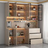 Handao solid wood wine cabinet against the wall, multi-functional all-in-one cabinet, restaurant cabinet, kitchen, simple, modern, customized, installation-free, heightened wine cabinet, made of solid wood, style 3 80*40*220, free delivery to home - installation included, gray and white