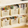 Simple style desktop file basket, office stationery storage box, office classroom, dormitory file basket, good-looking large-capacity storage basket, cream style storage basket, medium size, 1 pack, activity style