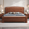 Nanyi Chinese solid wood bed walnut full mortise and tenon large bed 1.8m single double bed painted bed board modern bedroom wedding bed full painted bed board mortise and tenon bed 1.8*2.0m