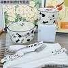 Qinran ceramic instant noodle bowl rice bowl large student dormitory cow household double-ear soup bowl instant noodle bowl and chopsticks set cow instant noodle bowl with lid 800ml