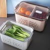 Ouyin refrigerator storage box creative plastic transparent kitchen food sealed crisper fruit and vegetable drain basket refrigerator storage drain basket gray three-piece set