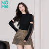 NOME half turtleneck long-sleeved bottoming shirt for women autumn knitted inner design hollow slim top black M