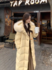 Laren Feiyun high-end brand down jacket women's mid-length 2025 winter new loose slimming small over-the-knee long coat cream yellow (real fox big fur collar) S 115 130 pounds