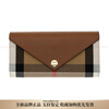 Burberry (BURBERRY) plaid leather and canvas wallet women's tan New Year's gift basic outfit (bag + dust bag)