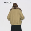 MO&Co. Jacket Filled 2025 Winter New Product Detachable Fur Collar Assute Dyed Khaki Harrington Jacket MBE4COT020 Khaki S /160