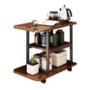 Side table coffee table small apartment sofa side table movable tea table living room multi-functional storage corner table side cabinet tea table H166C walnut + black shelf 60*30cm