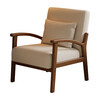Solid wood single chair retro style single sofa living room leisure sofa chair balcony study backrest sofa seat off-white cotton and linen