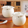 Ceramic lard jar, high temperature resistant household food grade chili oil jar, 300ml milk white + lid + spoon, food grade