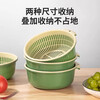OIMG vegetable sink drain basket double-layer combination multi-piece set water filter vegetable basket plastic kitchen living room washing fruit plate simple green-large, medium and small (double-layer three-piece set)
