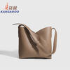 Kangaroo (KANGAROO) launches new niche design single shoulder crossbody bag commuting large capacity portable dual-use casual bucket bag simple and versatile coffee