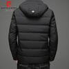 Pierre Cardin Down Jacket Men's Autumn and Winter Hooded Short Casual Jacket Men's Thickened Warm Clothes Men's Black XL
