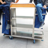 Hotel linen cart stainless steel single-sided and double-sided hotel room service cart cleaning cart work cart room entrance cart with back plate b type thickened type - with mop clip - fully assembled and welded