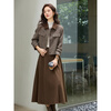 Fanximan retro woolen suit for women winter new style two-piece set with lapel top and half-length skirt, coffee color XL