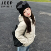 JEEP SPIRIT Jeep ribs down jacket for men and women, winter light and small duck down liner hooded jacket, off-white XL