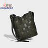 Kangaroo (KANGAROO) new antique style hand-woven bag large capacity commuting bucket bag can be worn on one shoulder, crossbody, under armpit, niche design bag, black 22*10*25CM