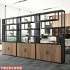 You Mansion industrial style decorative iron partition office shelf floor screen cabinet living room entrance flower shelf bookshelf simple ancient oak color 100*30*200