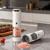 Circle Joy Stainless Steel Electric Pepper Grinder Rechargeable Household Pepper Sea Salt Grinding Bottle Condiment Bottle Variable Speed White