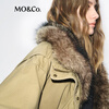 MO&Co. Jacket Filled 2025 Winter New Product Detachable Fur Collar Assute Dyed Khaki Harrington Jacket MBE4COT020 Khaki S /160