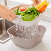 Double-layer drain basket, blue vegetable sink, household kitchen multi-functional large-capacity plastic fruit and vegetable bowl and chopsticks storage basin, large + medium + small 6-piece set