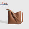 Kangaroo (KANGAROO) launches new niche design single shoulder crossbody bag commuting large capacity portable dual-use casual bucket bag simple and versatile coffee