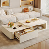 Home Fragrance Dream retractable slate coffee table living room household large and small apartment coffee table table movable cream style modern small table tea table pure white slate retractable coffee table 80*60*40cm