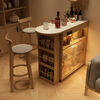 Mattuson glass bar table home integrated sideboard living room island dining table small apartment retractable partition storage internet celebrity walnut color bar cabinet + mobile combination table including sensor light socket upon arrival and installation by yourself
