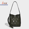 Kangaroo (KANGAROO) new antique style hand-woven bag large capacity commuting bucket bag can be worn on one shoulder, crossbody, under armpit, niche design bag, black 22*10*25CM