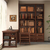 Harmony Home Bookcase New Chinese Bookcase Solid Wood Bookshelf Floor Living Room Home Study Floor Bookcase Bookcase 77cm Double Door Bookcase Without Light