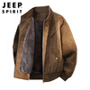 JEEP SPIRIT Jeep plus velvet thickened suede leather jacket men's autumn and winter high-quality jacket coffee plus velvet 2XL