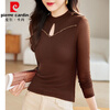 Pierre Cardin Half Turtle Collar Bottoming Shirt 2025 Autumn and Winter New Mesh Long Sleeve Top Women's T-shirt Fashionable Small Shirt Black XL 112-125 Jin