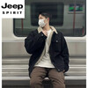JEEP SPIRIT Autumn and Winter New Loose Lapel Denim Jacket Men's Casual Thickened Polar Fleece Jacket Top Cotton Clothes Upgraded Model 8662S Black L