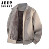 JEEP SPIRIT Jeep plus velvet thickened suede leather jacket men's autumn and winter high-quality jacket coffee plus velvet 2XL