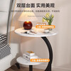 Side table, bedside storage rack, double layer small round table, simple coffee table, bedroom bedside table, JD Express, faster and better, white marble + black shelf, double layer