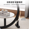 Side table, bedside storage rack, double layer small round table, simple coffee table, bedroom bedside table, JD Express, faster and better, white marble + black shelf, double layer
