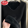Langsha V-neck lace knitted bottoming shirt for women with velvet and thickened one-piece velvet inner wear new autumn and winter style long-sleeved top winter beige color high quality thickened 2XL recommended 125--145 catties