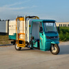 Licensed semi-enclosed cab electric garbage removal truck 4 cubic three-wheeled hanging bucket garbage truck new energy hydraulic self-loading and dumping sanitation truck Light blue semi-enclosed licensed electric three-wheeled garbage truck deposit